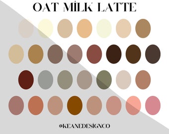 Oat Milk Latte Color Palette, Canva Color Swatches, iPad Illustration and Color Scheme, Procreate Art, Digital Download