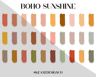 Boho Sunshine Color Palette, Canva Color Swatches, iPad Illustration and Color Scheme, Procreate Art, Digital Download