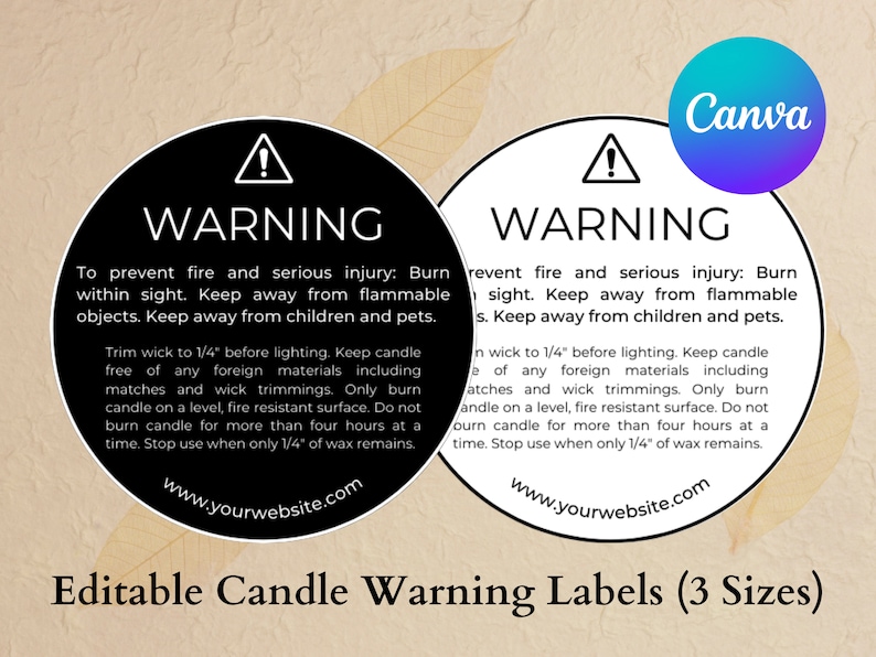 Buy Editable Candle Warning Label Template, Canva Candle Care Guide