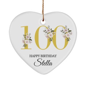 Personalized 100th birthday decoration, 100th birthday ornament gift idea for female