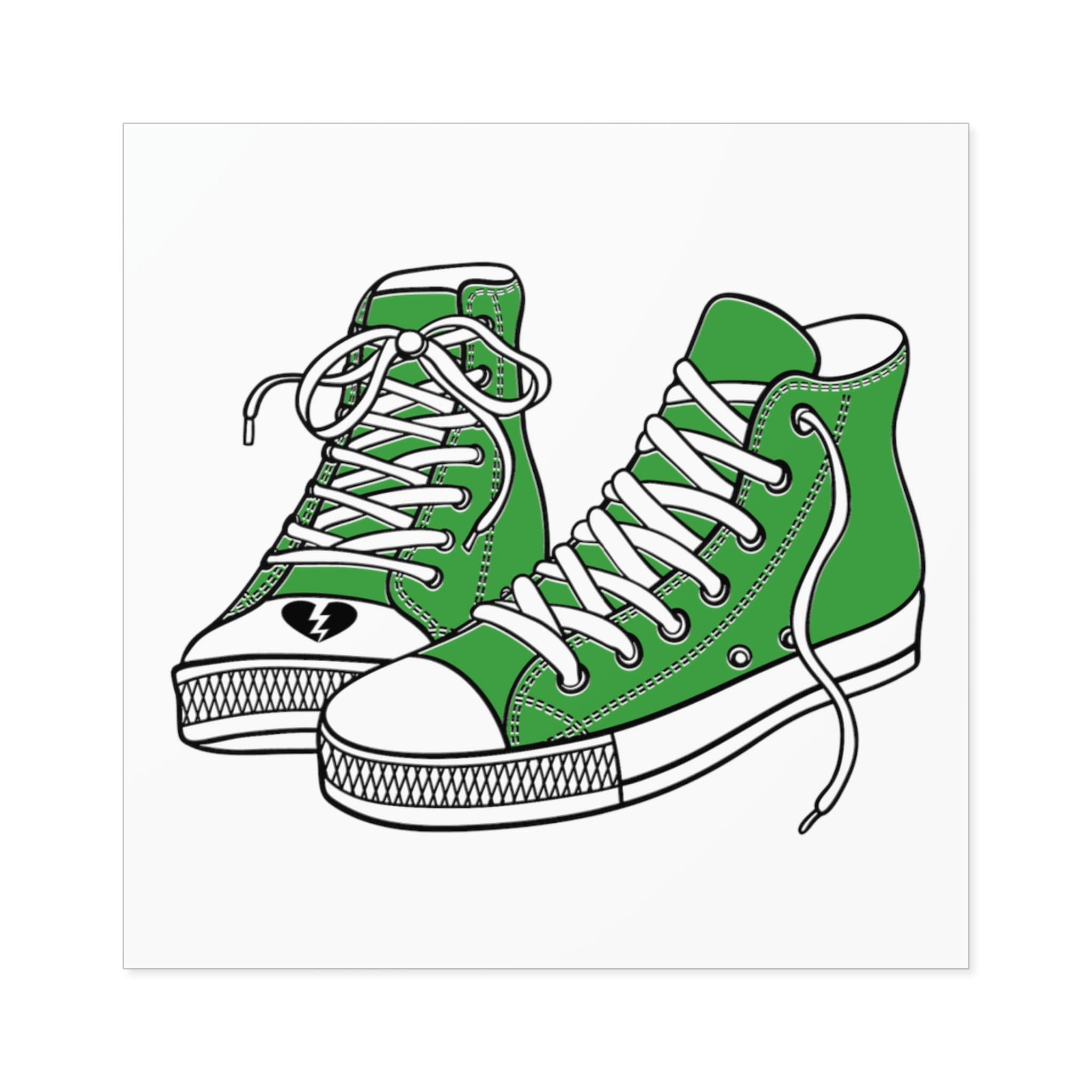 Uvalde Sticker, Green Converse Sticker, Square Stickers, Indoor Outdoor