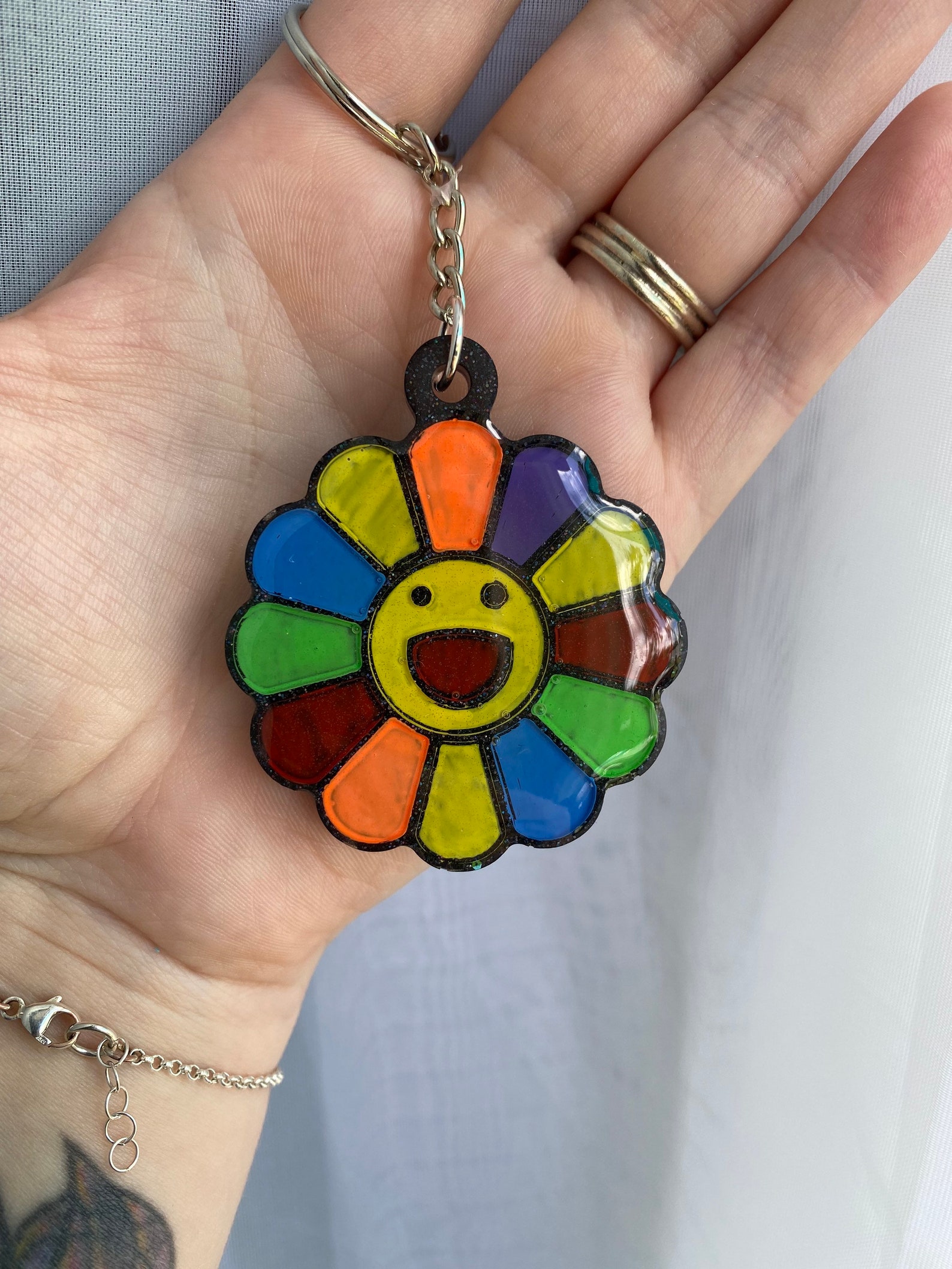 Takashi murakami flower keychain Etsy