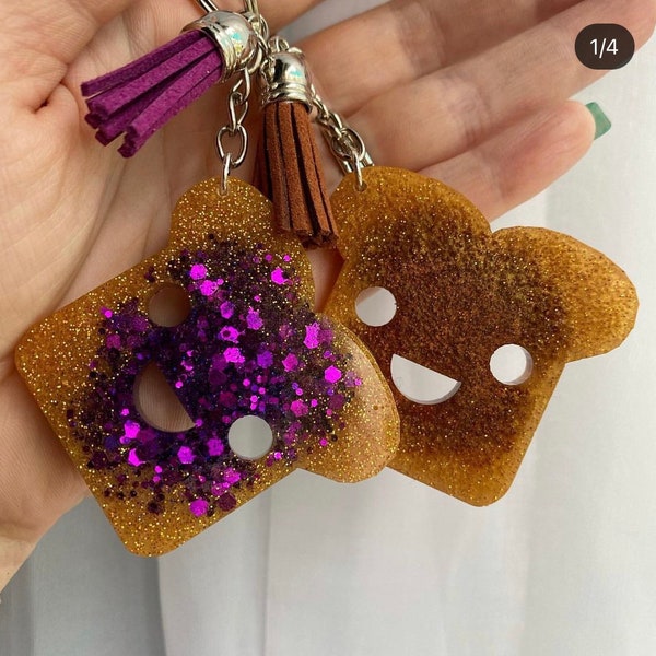 CUSTOM Best Friend Pair of toast keychains