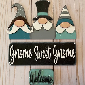 Interchangeable Truck, ADD ON ONLY - Gnome Sweet Gnome 3-piece insert, Shelf sitter, Door Hanger, Home Decor, Gift Giving