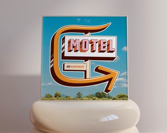 Vintage Motel Sign Print, Square Art Print, Wall Art, Trendy Art, Prints, USA Prints, Trendy Poster, Colourful Wall Art Designs, California