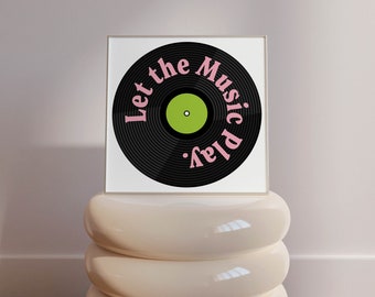 Let The Music Play Print, Square Art Print, Vinyl Wall Art, Trendy Art, Prints, Trendy Poster, Colourful Wall, Music Lovers, Song Lyrics