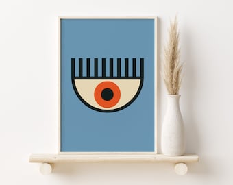 Bauhaus Eye Blue Poster, Bauhaus Style Poster Print, Wall Art, Modern Art, Prints, A2, A3, A4