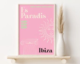 Es Paradis Ibiza Collection Print, A3, A4, Poster, Retro Posters, Vintage Art, Retro Prints, Wall Decor