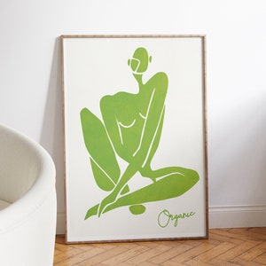 Green Organic Body Poster, Matisse Style Poster Print, Wall Art, Cool Girl Art, Modern Art, Prints, A2, A3, A4, Wall Decor