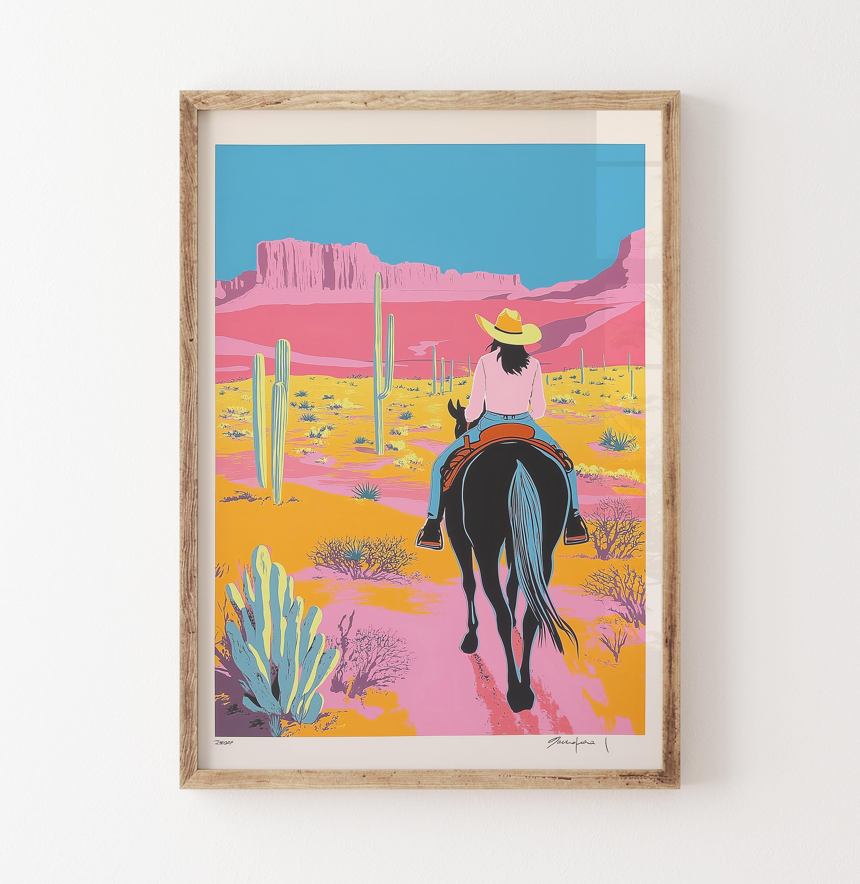 Rodeo Cowgirl Print, Desert Poster, Country Print, Art, Trendy Wall Art, Pink Prints, Poster Print, Cool Girl Art, Large Prints, Colourful