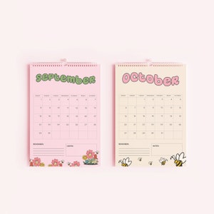 2024 Groovy Pink Calendar, 12 Month Hanging Calendar, Daily Planner, A4 Calendar, Date Organiser, Gifts for Her, Organiser image 7