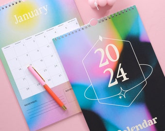 2024 Academic Gradient Calendar, 12 Month Hanging Calendar, Daily Planner, A4 Calendar, Date Organiser, For Her, Back to School, Abstract