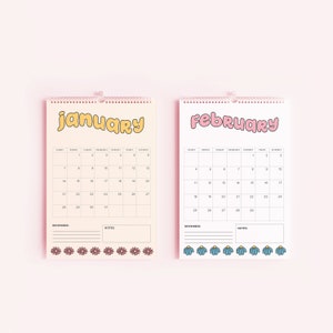 2024 Groovy Pink Calendar, 12 Month Hanging Calendar, Daily Planner, A4 Calendar, Date Organiser, Gifts for Her, Organiser image 3