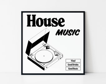 House Music Print, Square Art Print, Wall Art, Trendy Art, Prints, Vinyl, Trendy Poster, Dj Wall Art Designs, Music Lovers