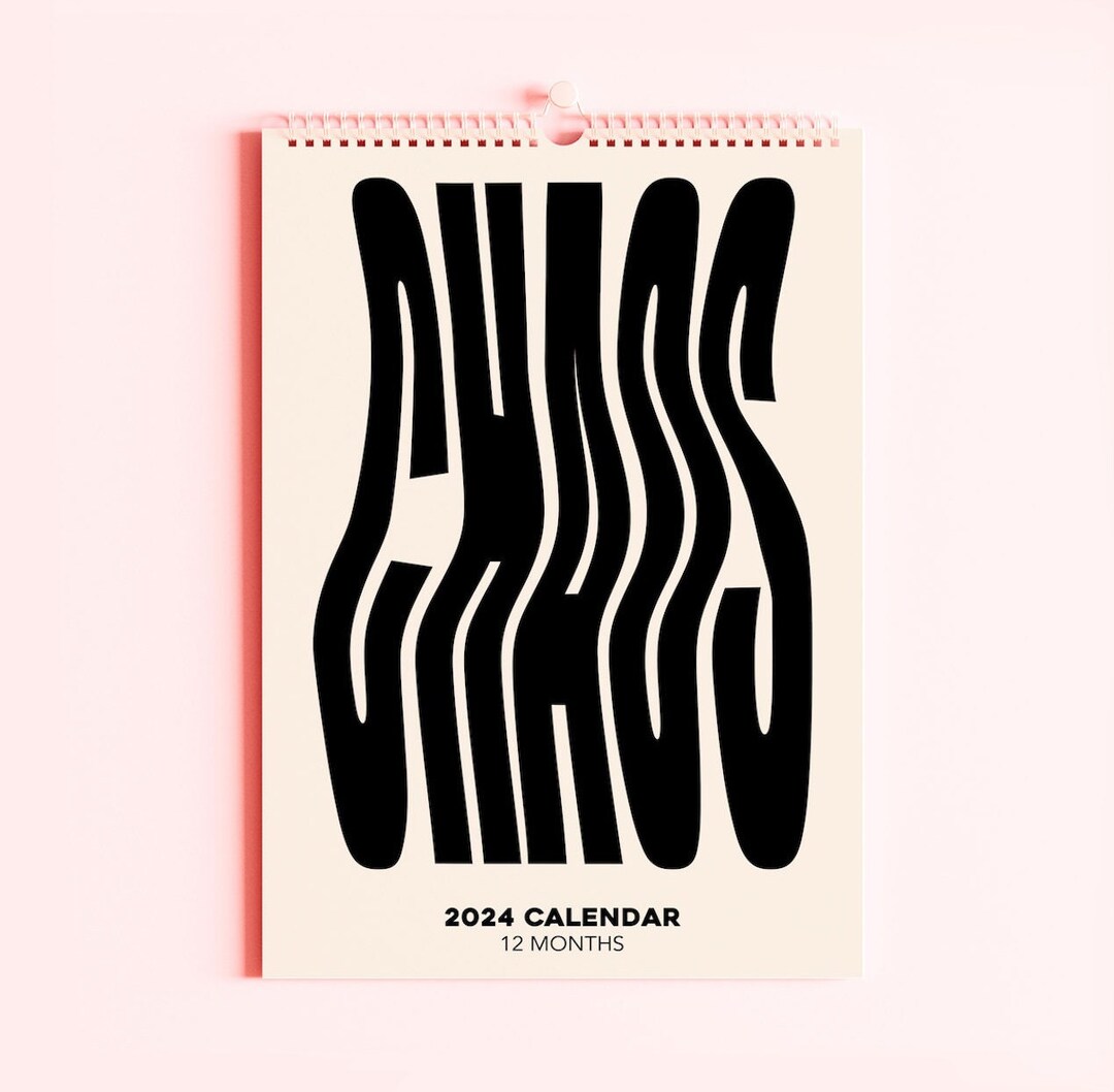 2024 chaos calendar monochrome wall planner 12 month hanging calendar