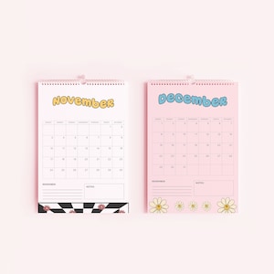 2024 Groovy Pink Calendar, 12 Month Hanging Calendar, Daily Planner, A4 Calendar, Date Organiser, Gifts for Her, Organiser image 8