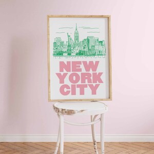 New York City Print, Wall Art, A3, A4, Colourful Art, Retro Prints ...