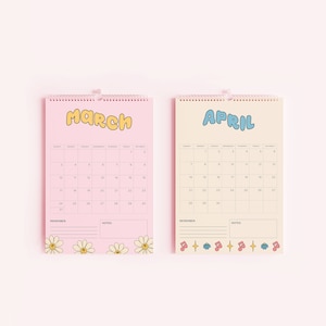 2024 Groovy Pink Calendar, 12 Month Hanging Calendar, Daily Planner, A4 Calendar, Date Organiser, Gifts for Her, Organiser image 4