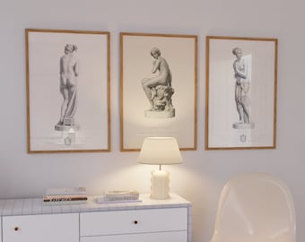 Set of 3 Greek Sculpture Prints, Gallery Wall Multipack, Roman Wall Prints, A2, A3, A4, Modern Art, Trendy Posters, A2, A3, A4, Wall Decor