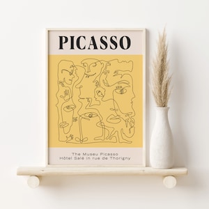 Picasso Yellow Print, A3, A4, Poster, Retro, Picasso, Wall Art Decor, Gallery Wall, Art