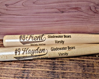 Personalized Engraved Wood Mini Bat 18" Baseball, Softball gift. Senior gift. Easter Basket, Valentines Basket, Team, Awards Trophy