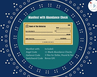 Set of 4 Abundance Checks to Manifest Money: Included Grabovoi Code, Angel & Switchwords Codes