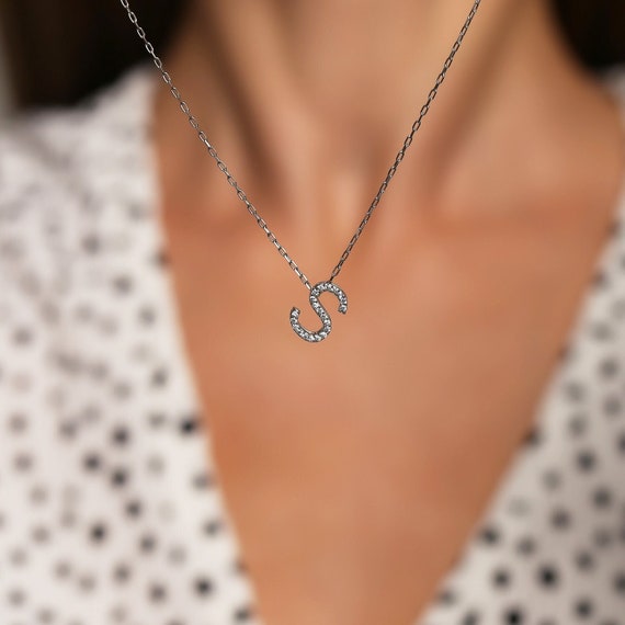 S Letter Necklace Sterling Silver With 