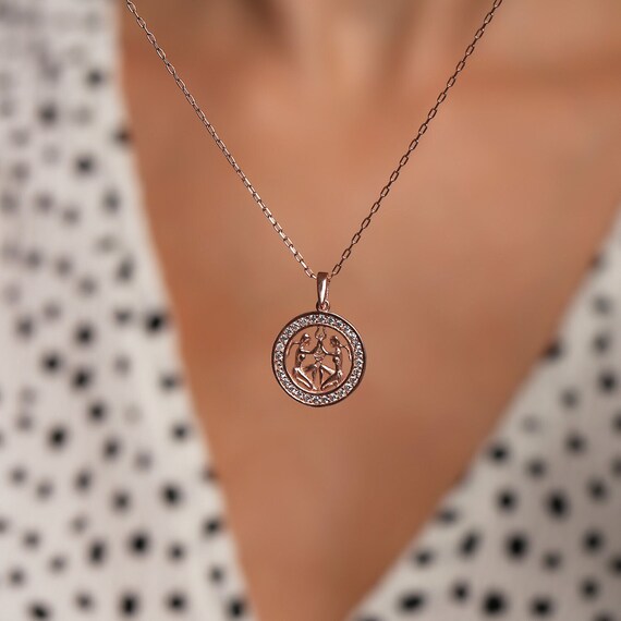 Gemini Necklace Sterling Silver Zodiac 