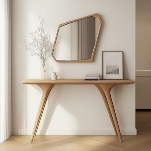 Handmade Oak Wood Console Table: Narrow Entryway Table