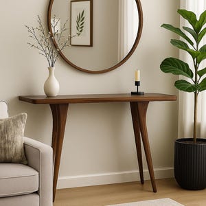 iroko wood console, solid wood entryway table, console table