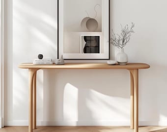 Handmade Beech Wood Console Table, Modern Entryway Accent