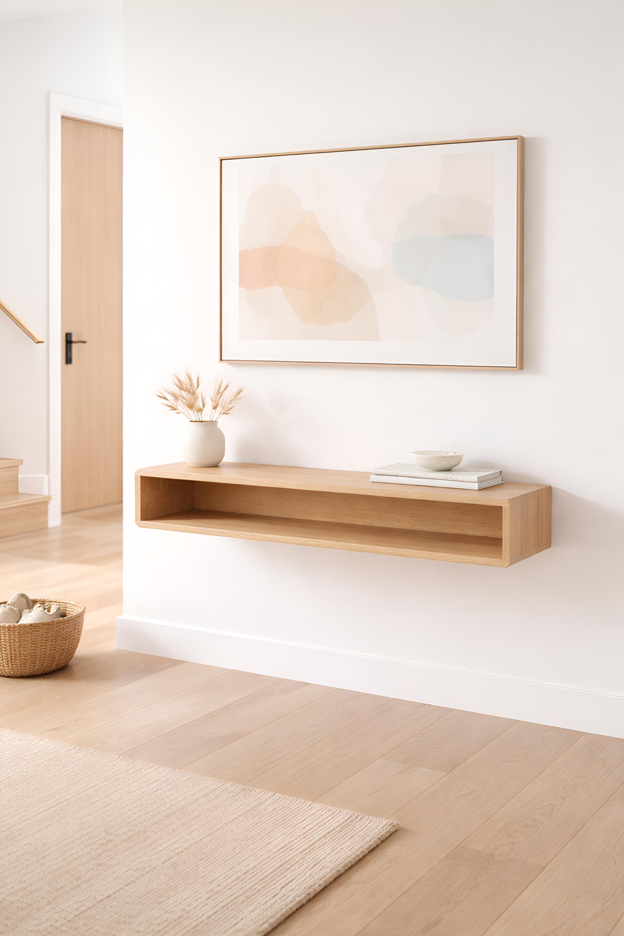 Solid Wood Floating Console Table, Entryway Organizer, Hallway Shelf ...