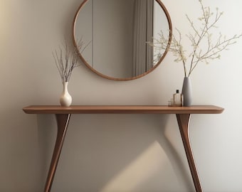 Black Walnut Wood Console Table for Narrow Entryways