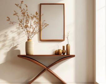 Handcrafted Solid Wood Console Table, Slim Entryway Hallway Stand