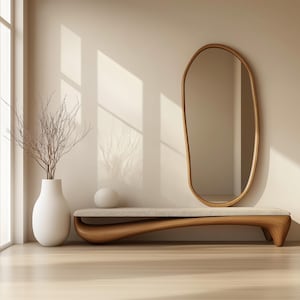 Handcrafted Solid Wood Bench: Modern Living Room Seating