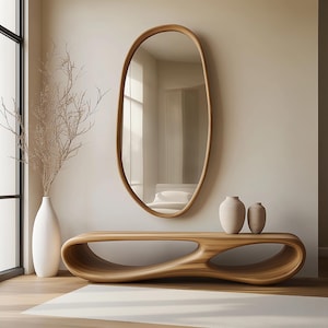 Handcrafted Solid Wood Bench: Carved Living Room Seating