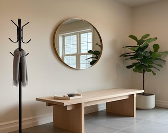 Handmade Solid Oak Wood Bench, Entryway Seating, Custom Size