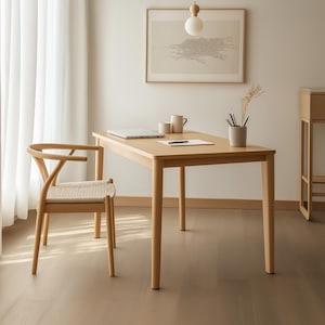 Tavolo da scrivania in legno massello di faggio: mobile stretto per laptop