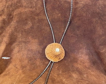 Traditional Salish Style Cedar Woven Hat ... tiny and on a bolo tie