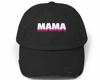 MAMA/mom distressed hat baseball cap gift moms mother mothers day wife husband dad sister daughter gift basket baby shower announcement