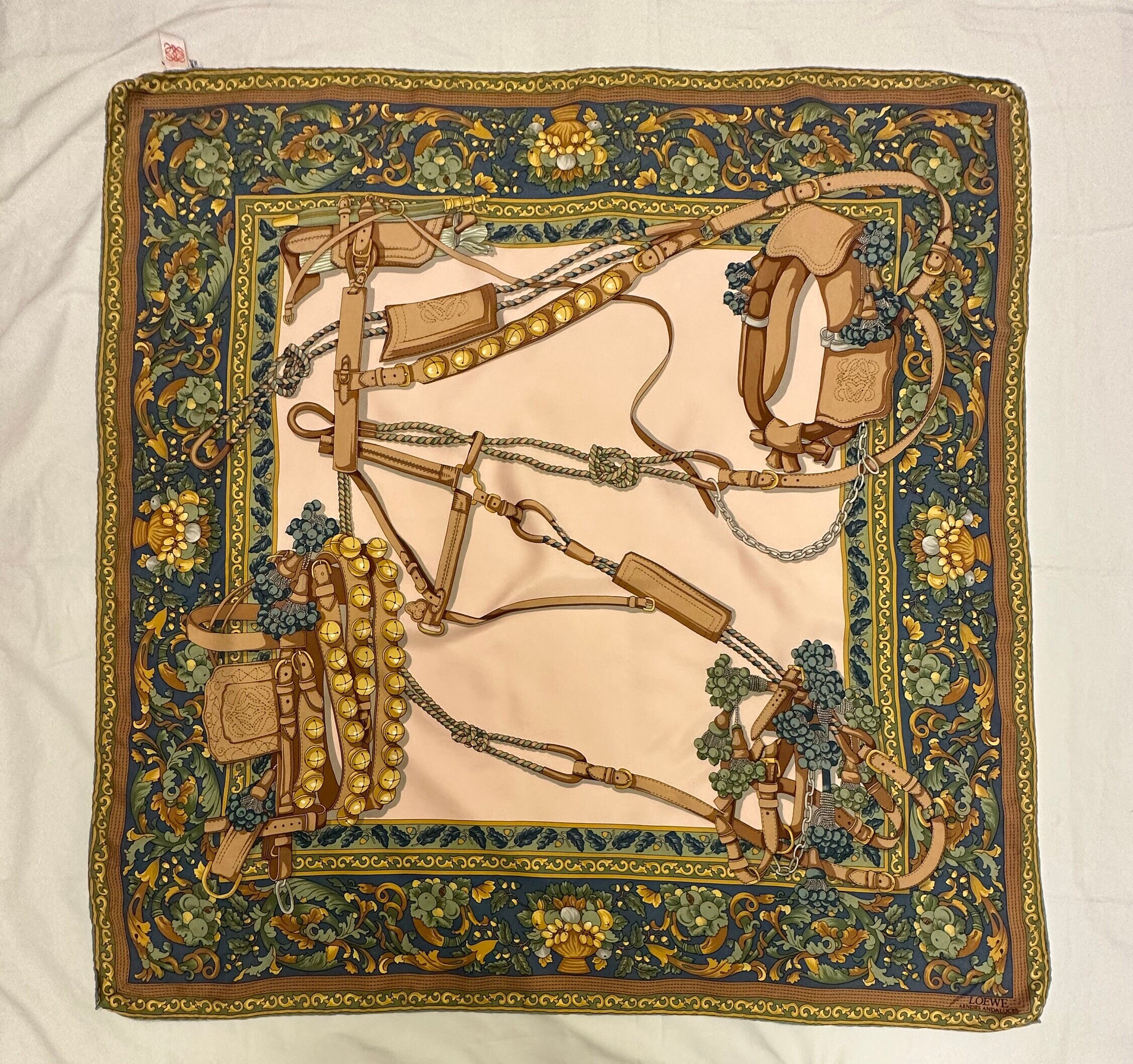 Loewe Saddle Floral Baroque Vintage Silk Scarf - Etsy Loewe Saddle Floral Baroque Vintage Silk Scarf - Etsy