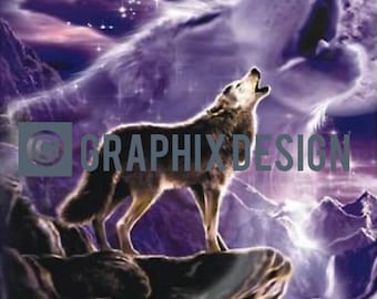 Diseño de sublimación PNG de lobo aullando