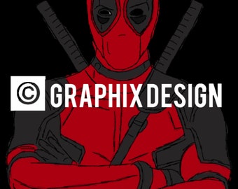 Ilustración de Deadpool en formato PNG (descarga digital)