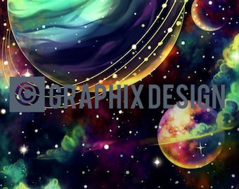 Diseño de sublimación PNG del espacio exterior