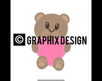 Oso de San Valentín sosteniendo un corazón