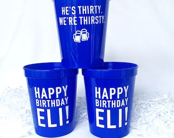 Vasos de plástico personalizados de 16 oz para fiestas: vasos para fiestas, recuerdos de fiesta, cumpleaños, despedidas de soltera, recuerdos de fiesta para adultos, 21, 30, 40 años.