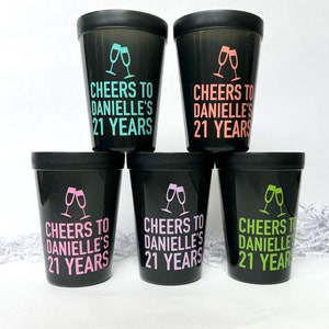 Personalized 12 oz Plastic Cups- party cups, party favors, birthday, 30th thirtieth, 21st, girls trip, Cheers to 30 years, 40th, 50th, 60th