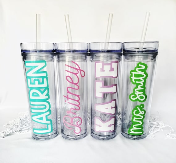 Personalized Skinny Clear Tumbler Cup With Straw Girls Trip, Vacation,  Bachelorette, Beach Trip, Hostess Gift, Teacher Gift 