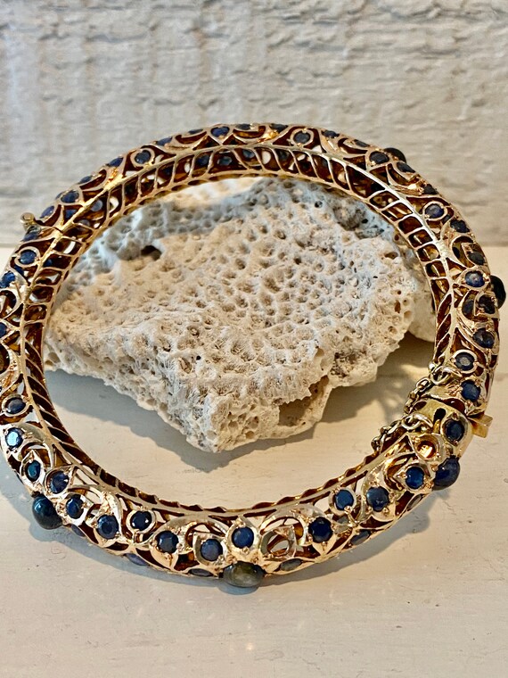 European Vintage Sapphire Bangle Bracelet - image 8