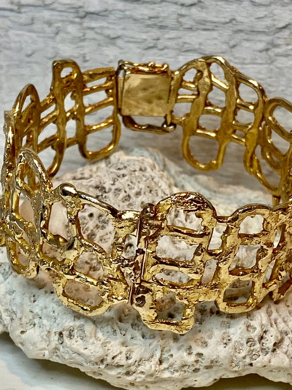 Artisian Heavy Free Form 14kt Gold Bracelet